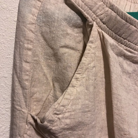 DONATED Pants-Linen Blend,Cropped,Pockets, Button - Picture 5 of 7